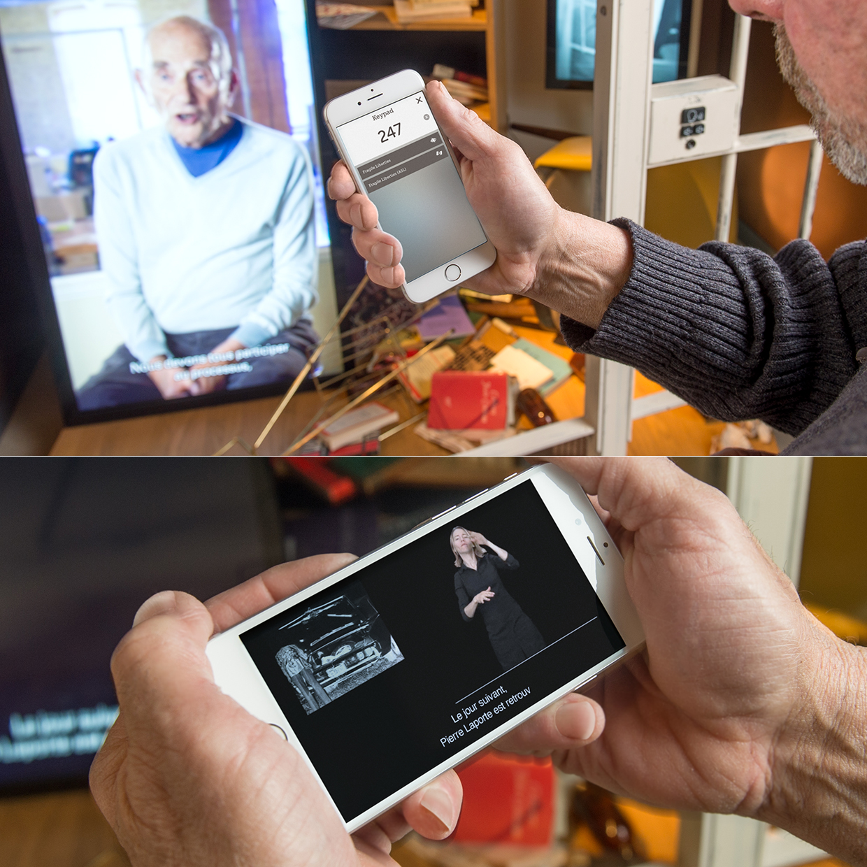 Zrzut ekranu interfejsu głównego menu aplikacji z przyciskami start tłumaczenia i ustawieniami języków migowych